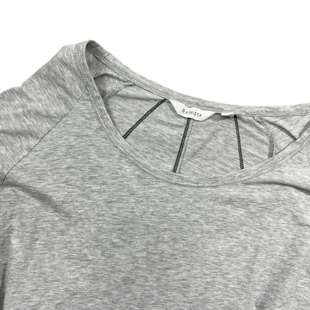 Athleta‎ Light Grey Medium Cotton Blend Long Sleeve Thin Scoop Neck Jersey